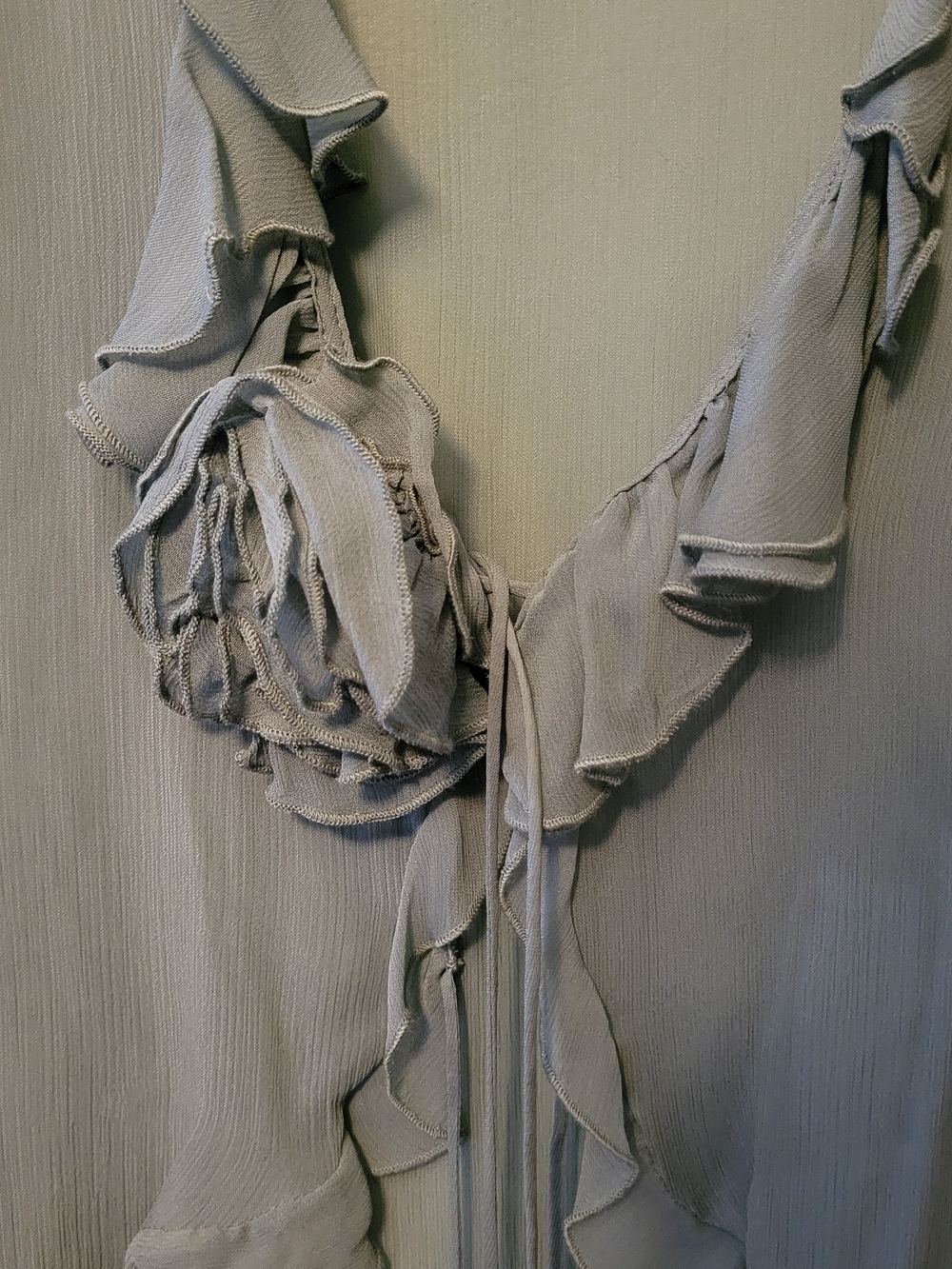 Light Gray Ruffled V-Neck - Picture 4 of 4